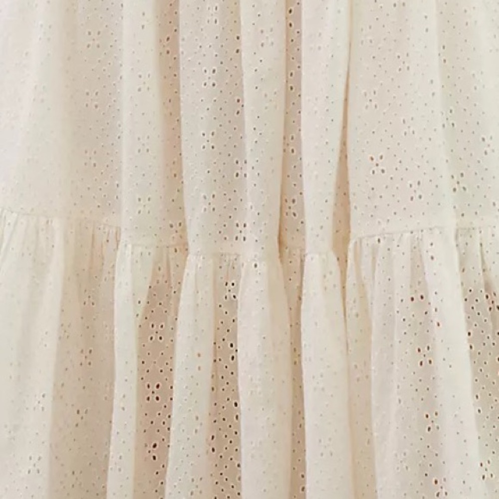 MOTHER Cotton Eyelet Puff Sleeve V-Neck Maxi Dress - Picture 8 of 9